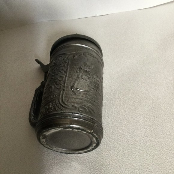 German Ein Prosit Der Gemutlichkeit Molded Glass Plastic Lid Beer Steins - Picture 5 of 5